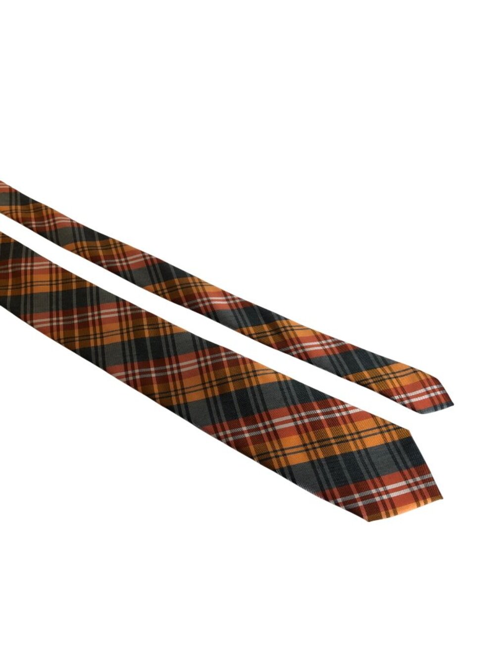 Apt 9 Slim Tie Orange Gray Plaid Mens Necktie Accessory Office Work Dad Gift